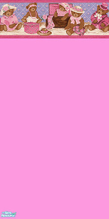 Sims 2 — pink teddy bears by skinflin — pretty pink wall with pink teddy bears border