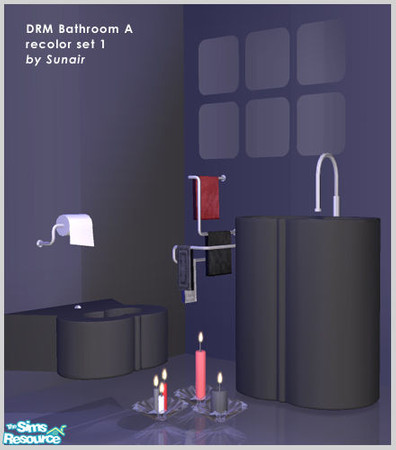 Sims 2 — DRM Bathroom A - Recolor set 1 by Sunair — DRM Bathroom A - Recolor set 1 (black)