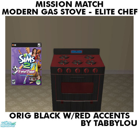 Sims 2 — TL - MM EliteChefHomeRange OrigBlackRedBlk by TabbyLou — Maxis Original Black Wood with Red Accents, Black Top