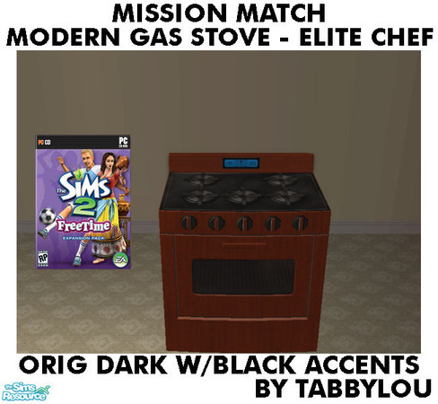 Sims 2 — TL - MM EliteChefHomeRange OrigDarkBlkBlk by TabbyLou — Maxis Original Dark Wood with Black Accents, Black Top