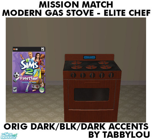 Sims 2 — TL - MM EliteChefHomeRange OrigDarkBlkDark by TabbyLou — Maxis Original Dark Wood with Black Accents, Black Top