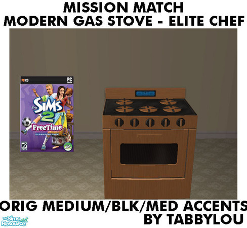 Sims 2 — TL - MM EliteChefHomeRange OrigMedBlkMed by TabbyLou — Maxis Original Medium Wood with Black Accents, Black Top