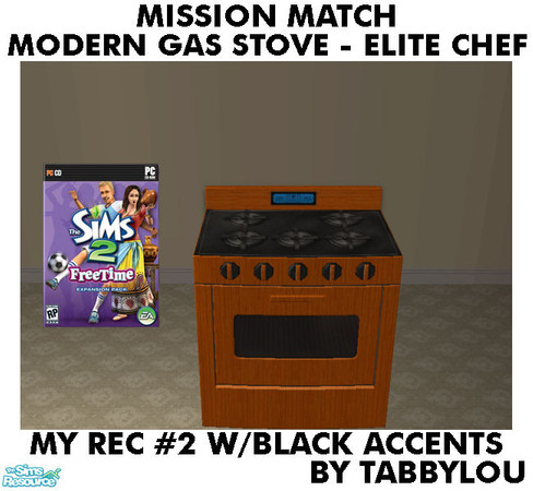 Sims 2 — TL - MM EliteChefHomeRange Recolor02BlkBlk by TabbyLou — My Recolor #2 Wood with Black Accents, Black Top etc
