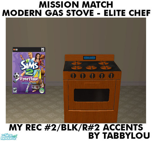 Sims 2 — TL - MM EliteChefHomeRange Recolor02BlkR02 by TabbyLou — My Recolor #2 Wood with Black Accents, Black Top etc