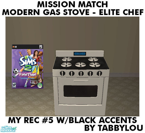 Sims 2 — TL - MM EliteChefHomeRange Recolor05BlkWh by TabbyLou — My Recolor #5 Wood with Black Accents, Black Top etc and