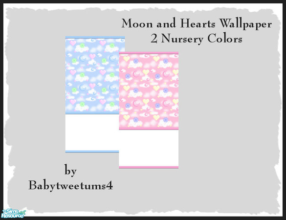Sims 2 — Moon and Hearts Wallpaper by babytweetums4 — This wallpaper comes in two colors for a boy or a girl. Great for