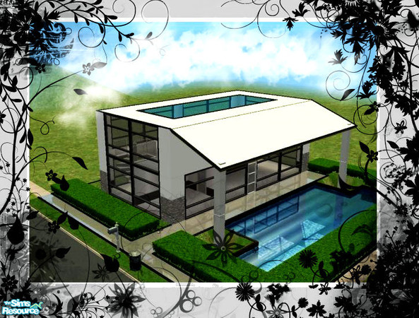 Sims 2 — Modern House 25 by kissme87 — Modern house with pool . Fence by Ailias , Door by 4ESF , Floor by chriko@foru ,