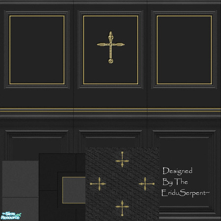 Sims 2 — Gothica Wall & Floor Set by eriduserpent — A gothic set, designed to be more modern. Two panels, two tiles