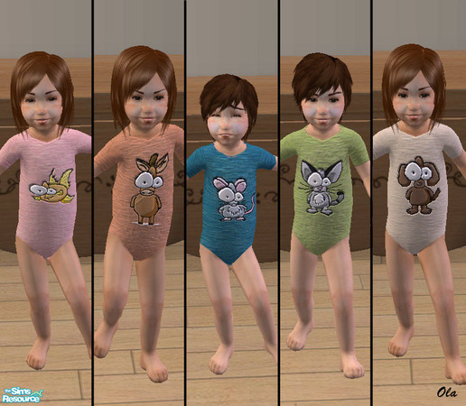 Sims 2 — Funny Animals by olcia_olivinea — Set of five unisex outfits for toddlers. They can be wear as everyday,