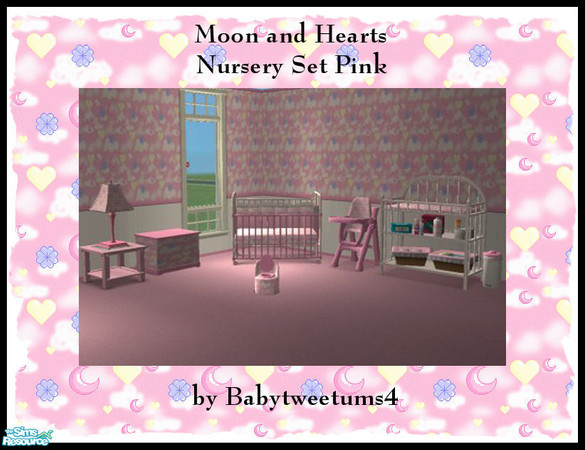 Sims 2 — Moon and Hearts Nursery in Pink by babytweetums4 — Another Nursery to match my Moon and Hearts Wallpaper and