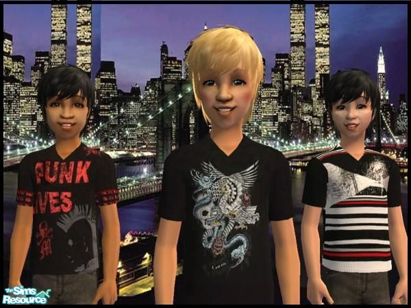 Sims 2 — Casual T Shirts for Boys - Set by Dirtdevill — A set of 3 different Casual T-Shirts for boys. Needs no mesh -