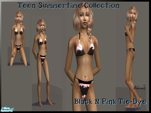 Sims 2 — Teen Summertime Swimsuit Collection -Black N Pink Tie-Dye by skystars5 — Swimsuit for teens. 