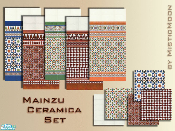 Sims 2 — Mainzu Ceramica Set by MisticMoon — This set includes 5 floors and 5 walls. You can find all components of this