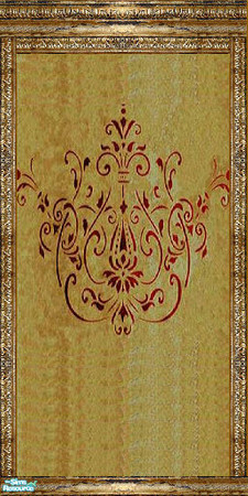 Sims 2 — Worn Paneling by jessdrakesims — This worn, gold-ish paneling has a beautiful crown molding and baseboard, and