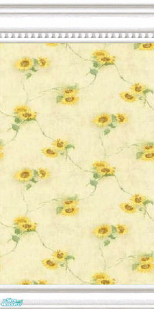 Sims 2 — jsf2CBSunflowersYellow by jsf — Crisp, white, bead embellished, Cottage mouldings hold a creamy yellow, mottled,