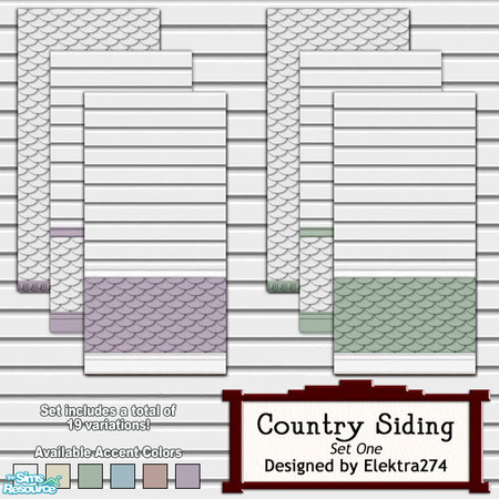 Sims 2 — Country Siding, Set 1 by elektra274 — 1 of 6 wall sets. This collection also coordinates well with Maxis\'s