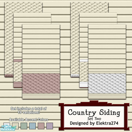 Sims 2 — Country Siding, Set 2 by elektra274 — 2 of 6 wall sets. This collection also coordinates well with Maxis\'s