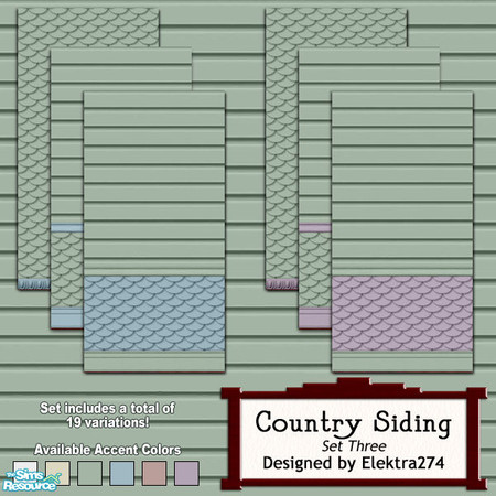 Sims 2 — Country Siding, Set 3 by elektra274 — 3 of 6 wall sets. This collection also coordinates well with Maxis\'s