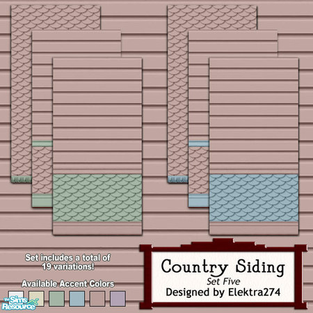 Sims 2 — Country Siding, Set 5 by elektra274 — 5 of 6 wall sets. This collection also coordinates well with Maxis\'s