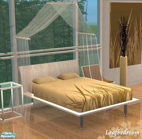 Sims 2 — Leafbedroom Light Recolor by Siluetta — The Leafbedroom meshes in white and beige with a grass pattern. Requires