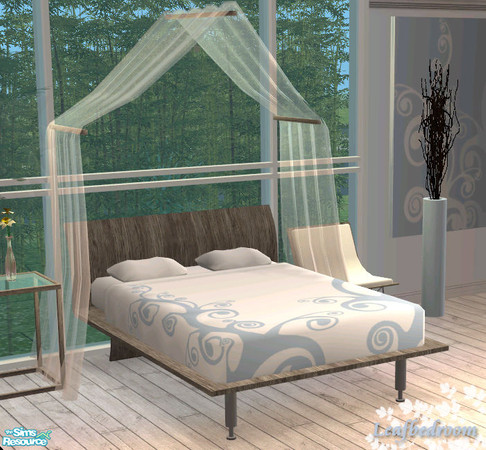 Sims 2 — Leafbedroom Grey Recolor by Siluetta — The Leafbedroom meses in grey wood and white fabric with light blue