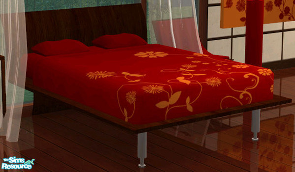Sims 2 — Leafbedroom Dark Recolor - Bed by Siluetta — 