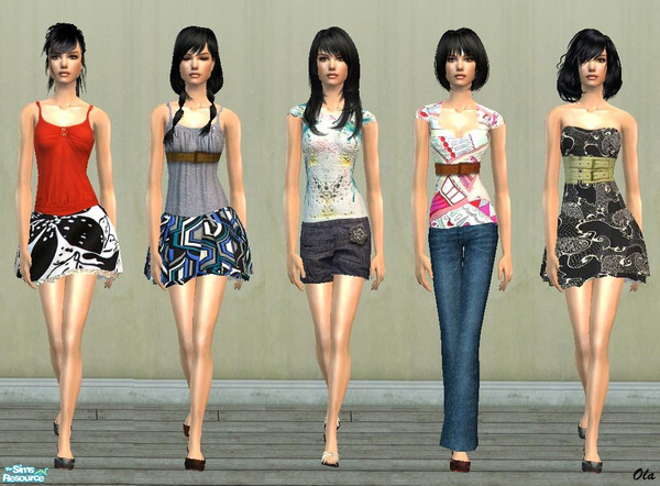 Sims 2 — Fashion Collection #2 by olcia_olivinea — Set of five different outfits (4 everyday and 1 formal). Requires