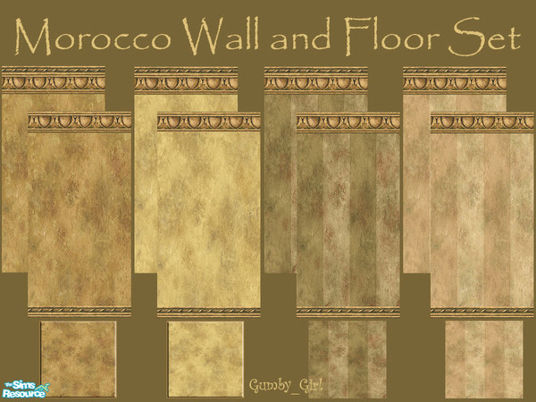 Sims 2 — Morocco Wall and Floor Set by Gumby_Girl — A set of 8 walls and 4 floors for you exotic homes. Golden brown,