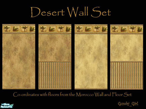 Sims 2 — Desert Wall Set by Gumby_Girl — A set of 4 Desert themed walls. Comes in golden brown and chocolate brown stucco