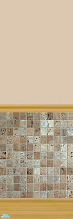 Sims 2 — Stone Tile Wall -Grey by sailfindragon — Grey Stone Tile Wall with Light Wood Kickplate and Rail.