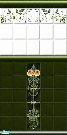 Sims 2 — Rose Tile Set - Green by Halfcreek — created by Halfcreek