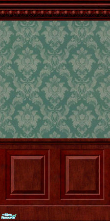 Sims 2 — Satin Floral Wallpaper Set - Emerald by TrailRunner782 — Elegance comes to mind when a sim has walls like these.