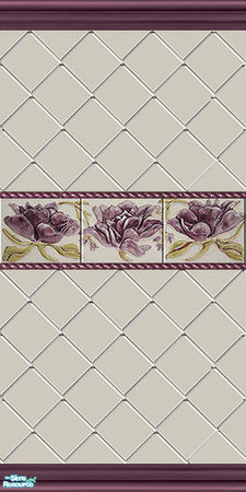 Sims 2 — Mauve Floral Tile Set - Wall A by Halfcreek — created by Halfcreek