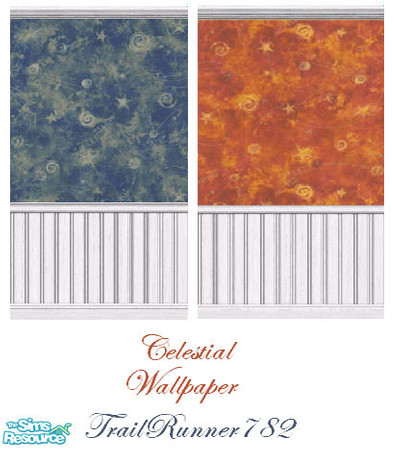 Sims 2 — Celestial Wallpaper Set by TrailRunner782 — Bold and beautiful, this wallpaper is very new-age. In orange and