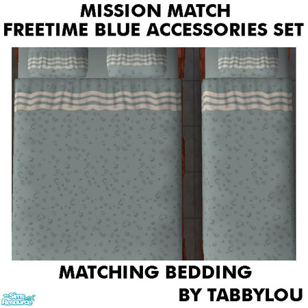 Sims 2 — TL - MM FTBlue Accessories Bedding by TabbyLou — Bedding to match the FT Blue Ingame Texture recolor sets.