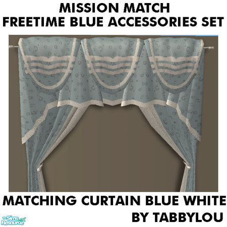 Sims 2 — TL - MM FTBlue Accessories CurtainBlueWhite by TabbyLou — Recolor of Colonial Style Curtain to match the FT