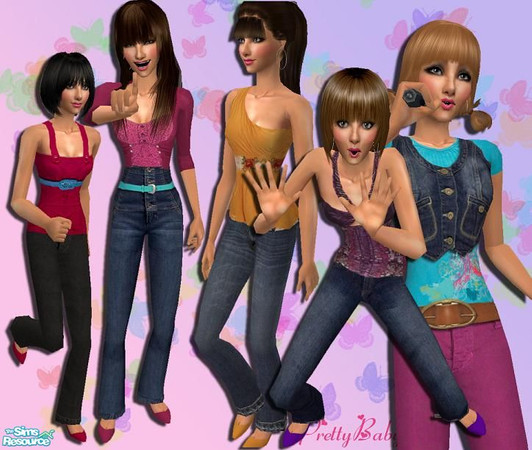 Sims 2 — Uber by pretty_baby — 5 Bright outfits for your teen sim.. Mesh is needed by Liana Sims2. Click the link and it