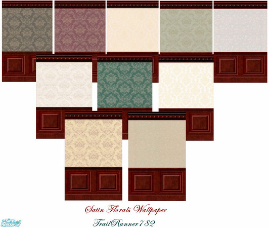 Sims 2 — Satin Floral Wallpaper Set by TrailRunner782 — Elegance comes to mind when a sim has walls like these. These