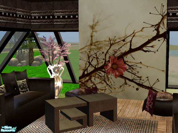 Sims 2 — ARMANI  in brown leather : 3-tiles painting by kibanahnah — A full modern living room inspired by the Armani