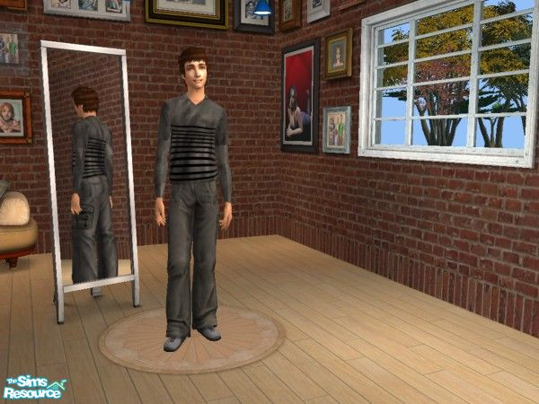 Sims 2 — Longsleeve for men - Darkgrey Stripes by Elisa_G — A nice grey longsleeve for your male sims with black stripes!