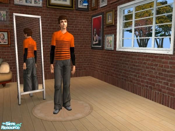 Sims 2 — Longsleeves for men - Orangebl Stripes by Elisa_G — A nice orange longsleeve for your male sims with black