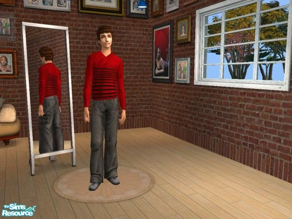Sims 2 — Longsleeves for men - Red Blackstripes by Elisa_G — A red longsleeve for your male sims with black stripes!