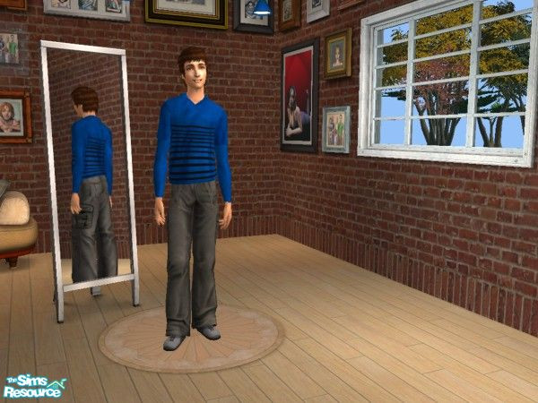 Sims 2 — Longsleeves for men - Blue Stripes by Elisa_G — A blue longsleeve for your male sims with black stripes! Enjoy!