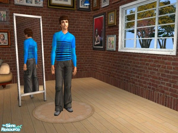 Sims 2 — Longsleeves for men - Lblue Stripes by Elisa_G — A light blue longsleeve for your male sims with black stripes!