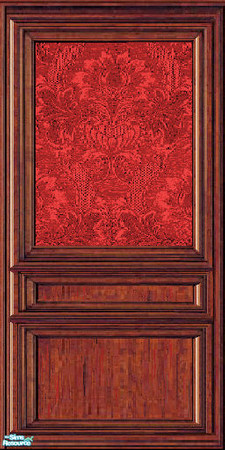 Sims 2 — jsf2CherrycashcraftVFRed by jsf — Cashcraft\'s beautiful and vibrant red damask texture in my Cherry wood panel