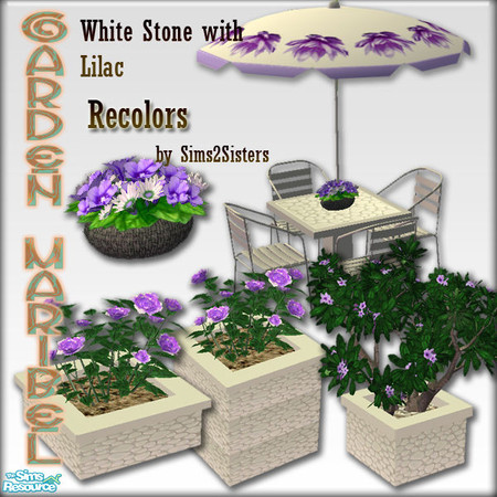 Sims 2 — S2S Garden Maribel Recolors 3 by sims2sisters — White Stone with Lilac - Recolor of Garden Maribel