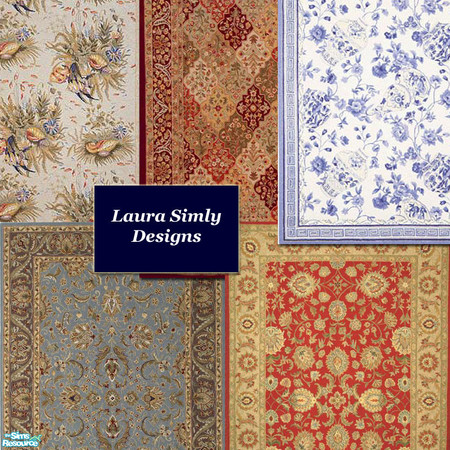 Sims 2 — Laura Simly Victorian Rug Set by debs913 — Five lovely, antique Victorian rugs with floral designs in red,