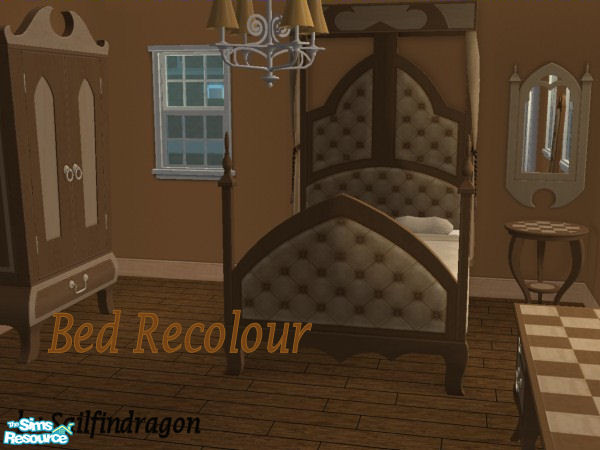 Sims 2 — Gothic Bedroom Recolour - Bed by sailfindragon — A recolour of the Teen Style Stuff\'s Gothic Bed in Brown/beige