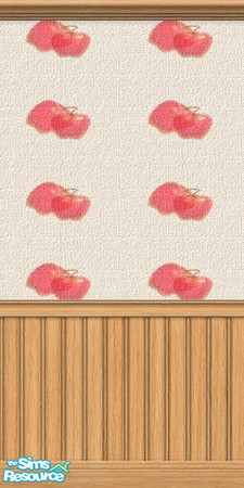 Sims 2 — Red Delicious Apples with Wainscotting by TSR Archive — Giant red Delicious apples decorate this wallpaper. A