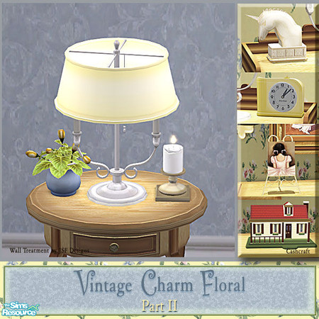Sims 2 — Vintage Charm Floral Part II - Antique Table Lamp Recol by Cashcraft — VC Floral Part II, includes a few new